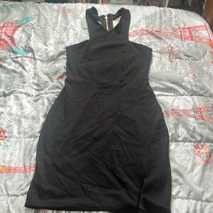 Express High Neck Cross Neck Ponte Knit Dress.